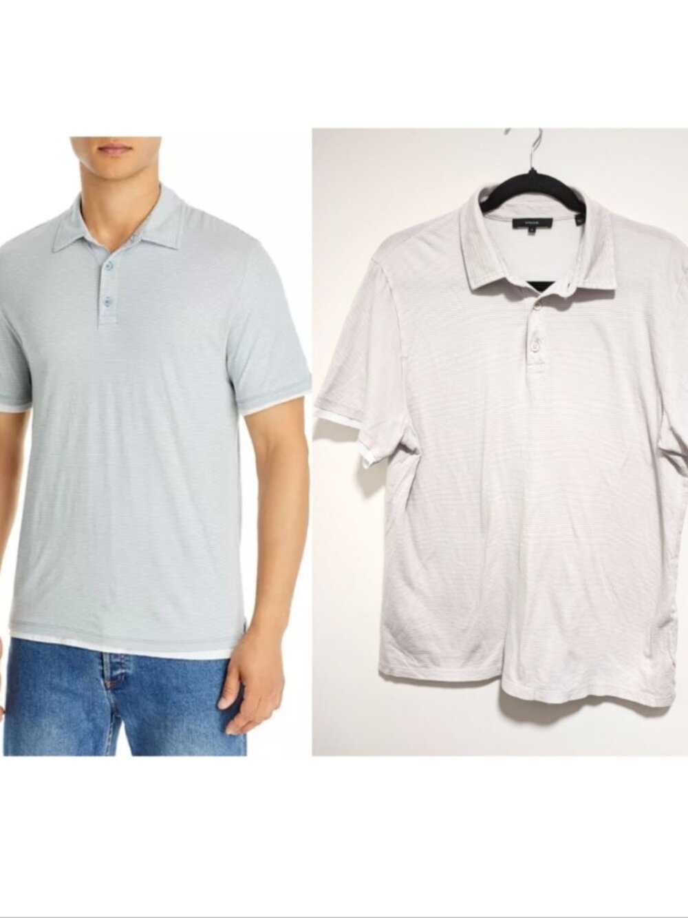 Vince | Striped Pima Cotton Double Layer Polo In Beige